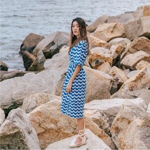 SOLD Uniqlo x Marimekko Laine Linen Blended Shirt Dress in Blue and White